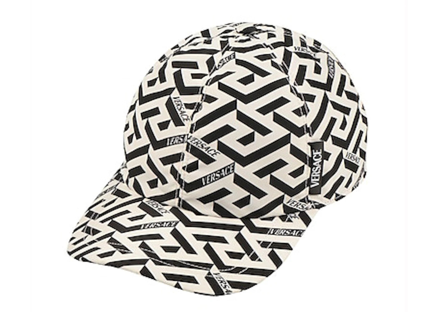 Versace La Greca Print Baseball Hat Black White