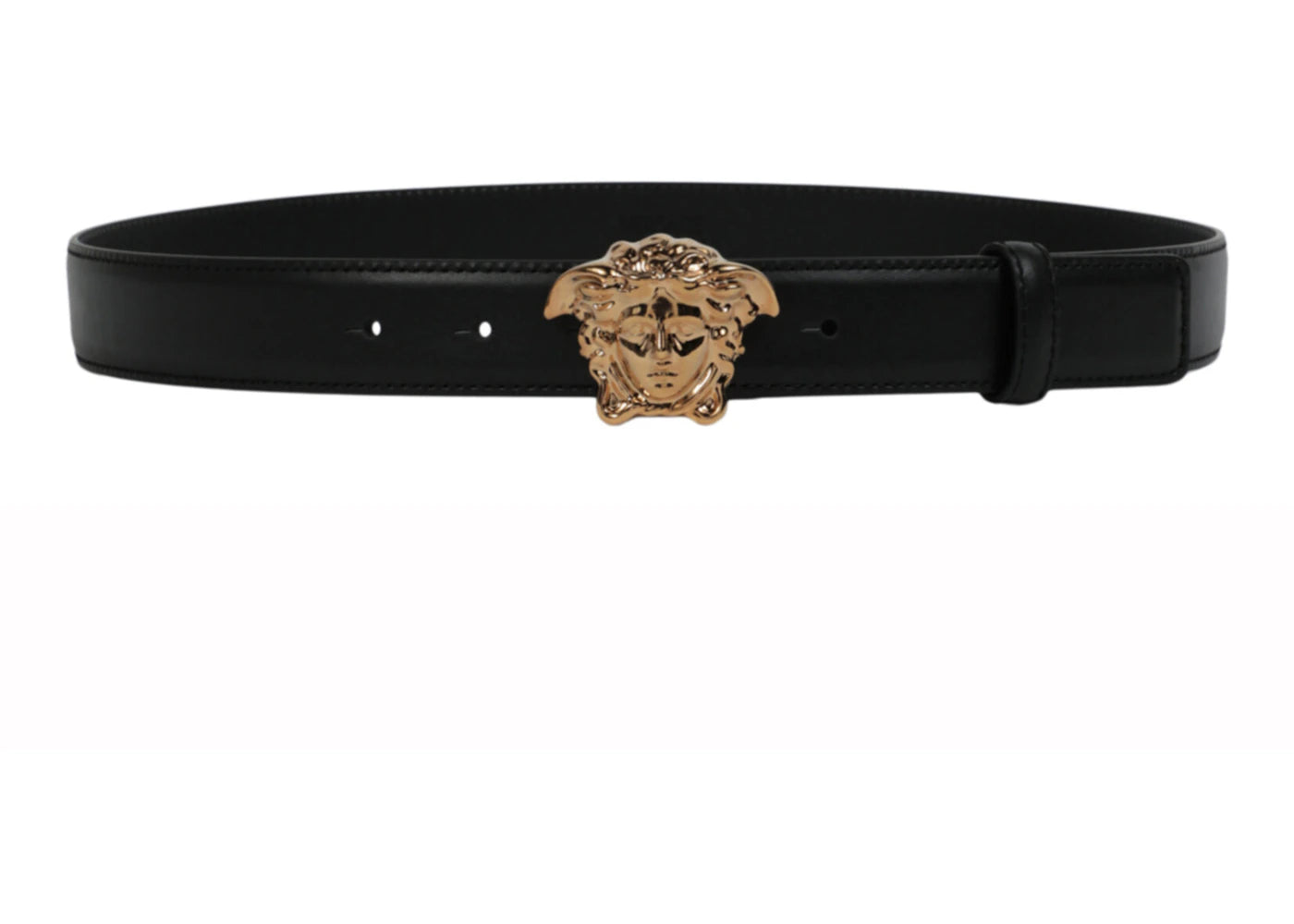 Versace La Medusa Buckle Leather Belt Black/Gold