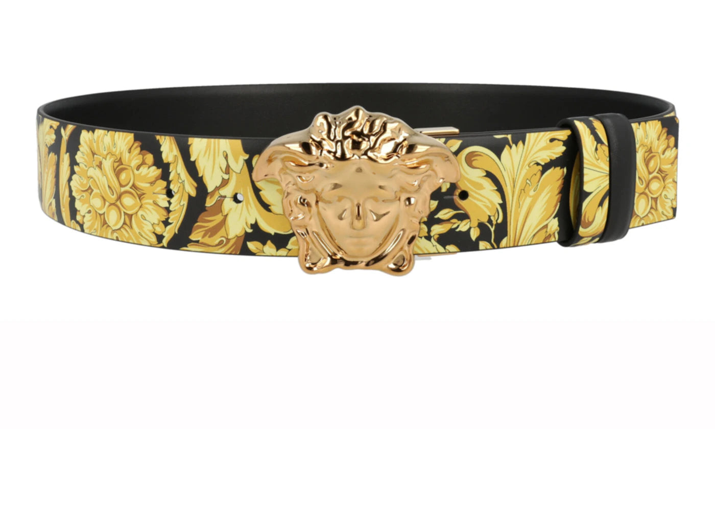 Versace La Medusa Reversible Leather Belt Gold-tone Black