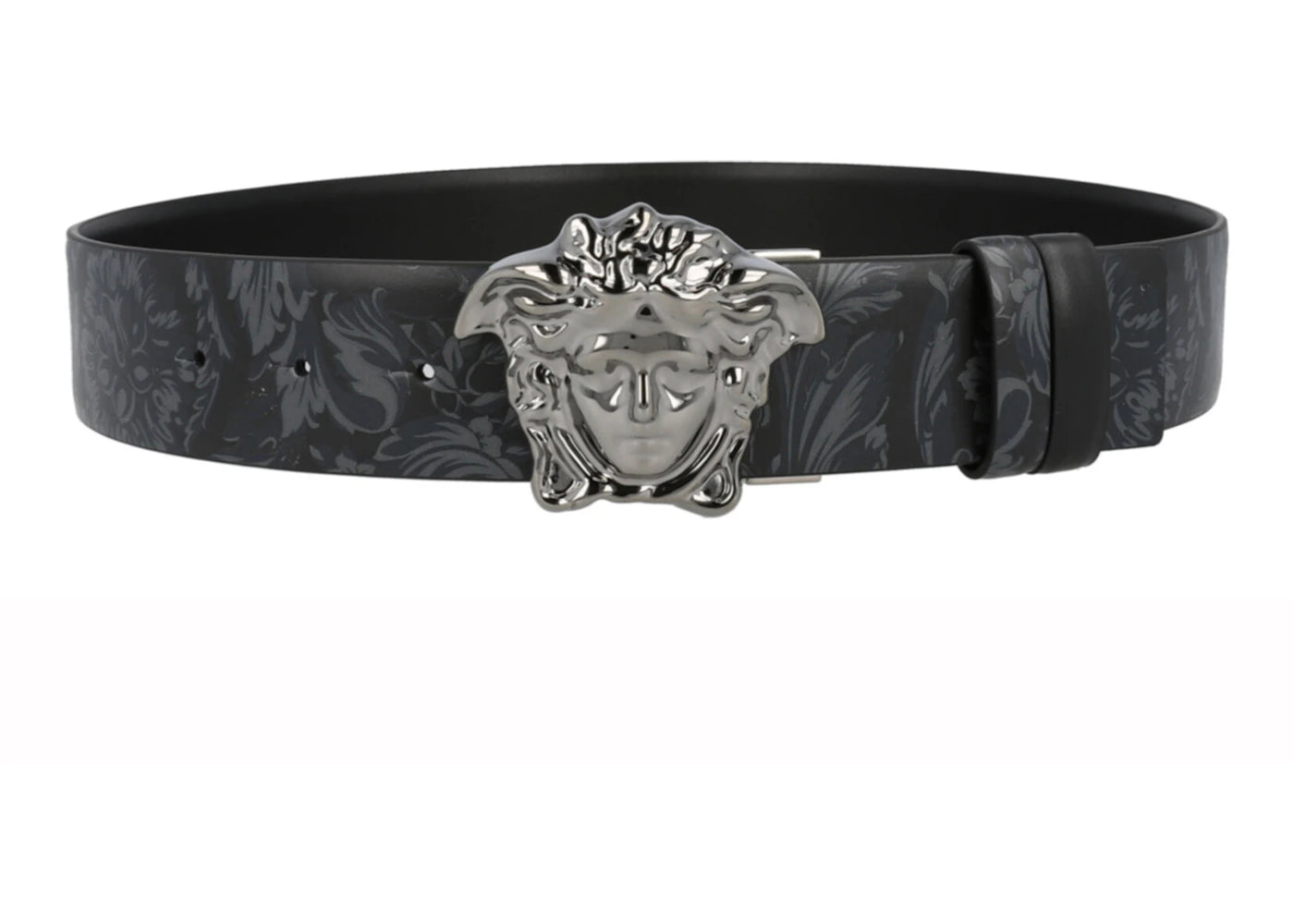 Versace La Medusa Reversible Leather Belt Nickel-tone Black