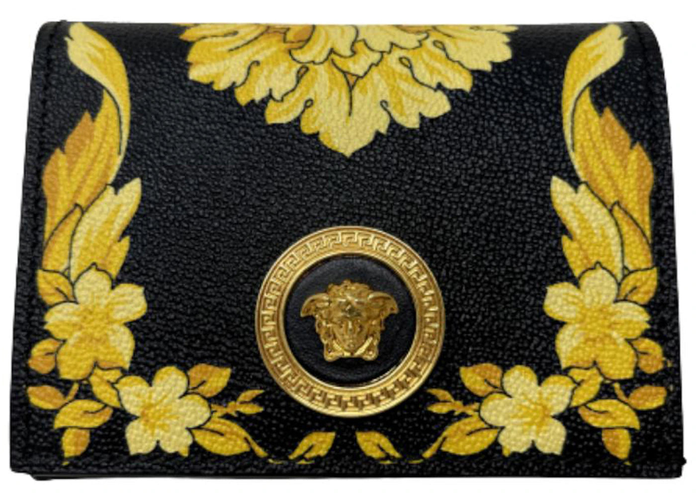 Versace Leather Folding Wallet Barocco Black