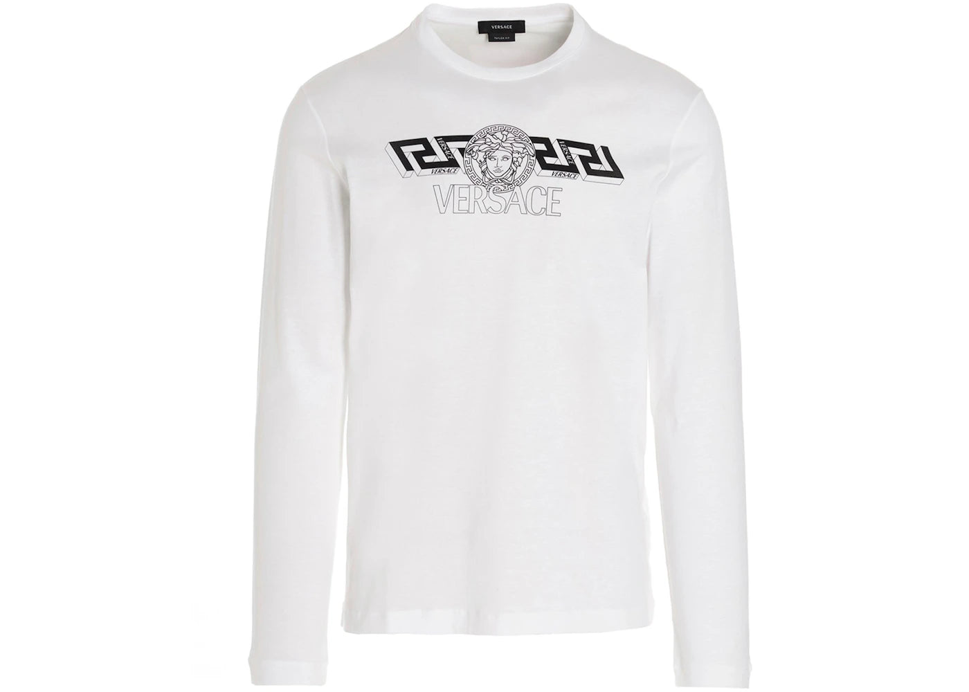 Versace Logo Print Long Sleeves T-Shirt White