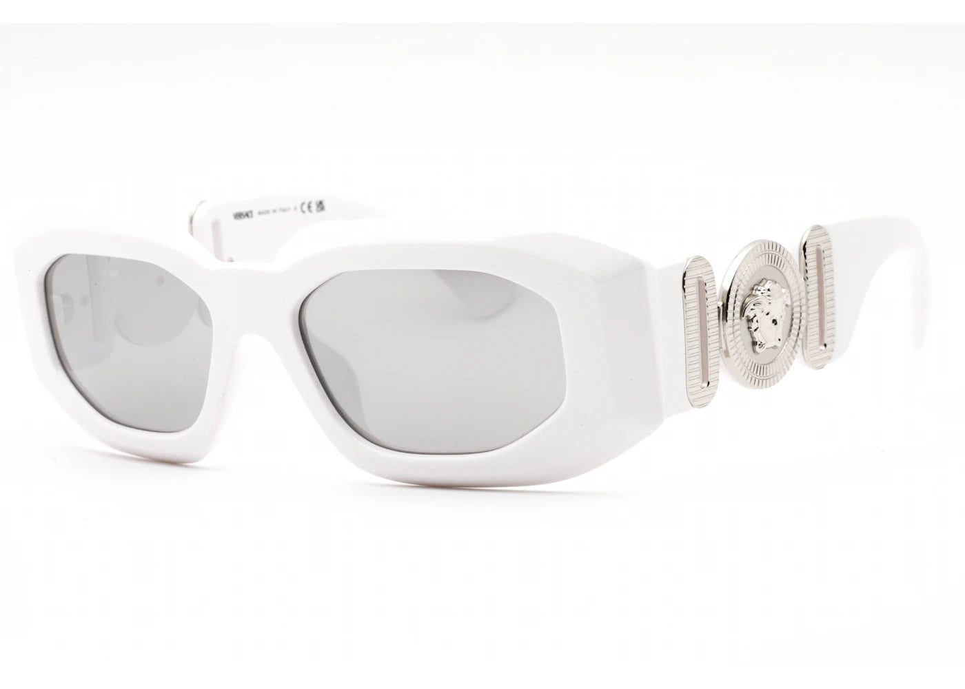 Versace Maxi Medusa Biggie Sunglasses White/Light Grey Mirror Silver (VE4425U-314/6G)