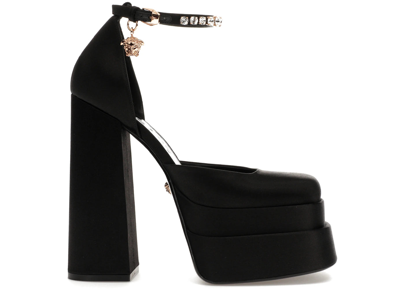 Versace Medusa Aevitas 155mm Platform Pumps Black Satin