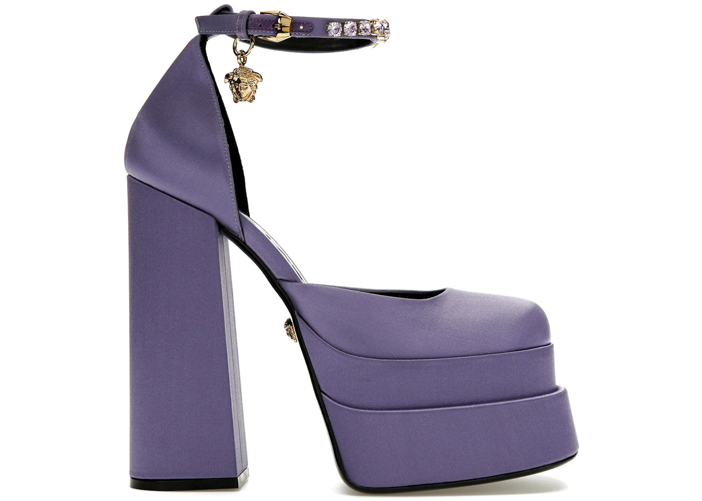 Versace Medusa Aevitas 155mm Platform Pumps Lilac Satin