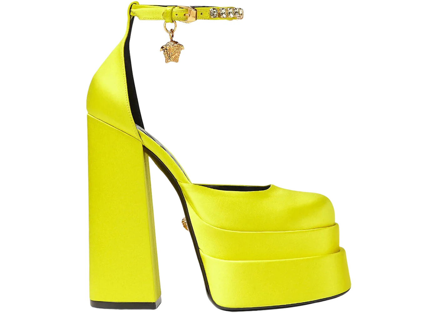 Versace Medusa Aevitas 155mm Platform Pumps Yellow Satin