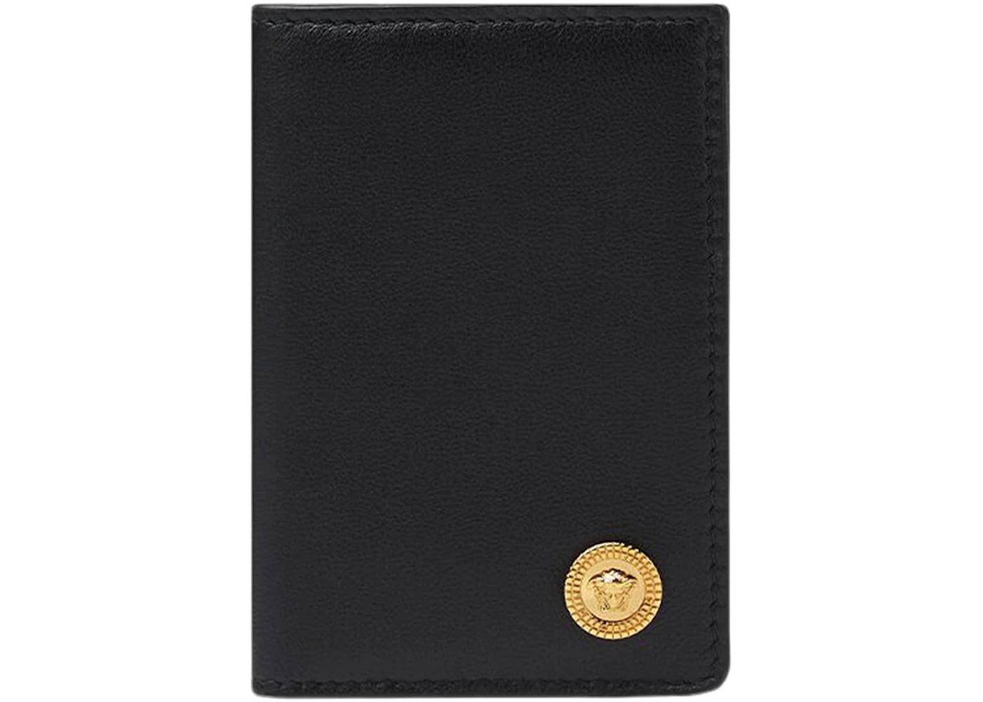 Versace Medusa Biggie (6 Card Slot 1 Cash Compartments) Bi-Fold Card Holder Black/Gold