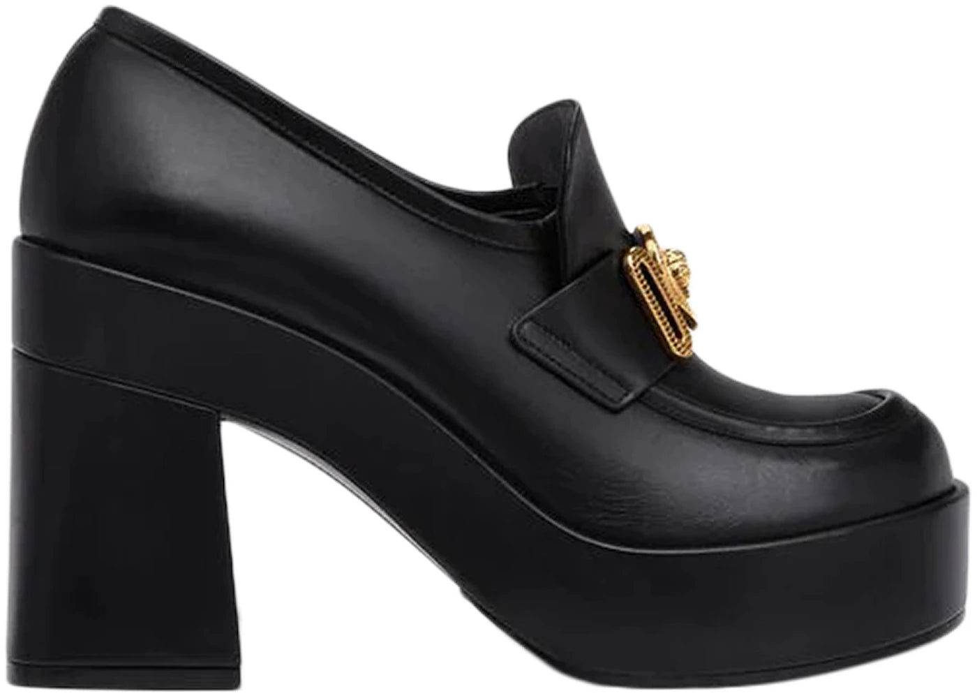 Versace Medusa Biggie 75mm Platform Loafers Black Leather