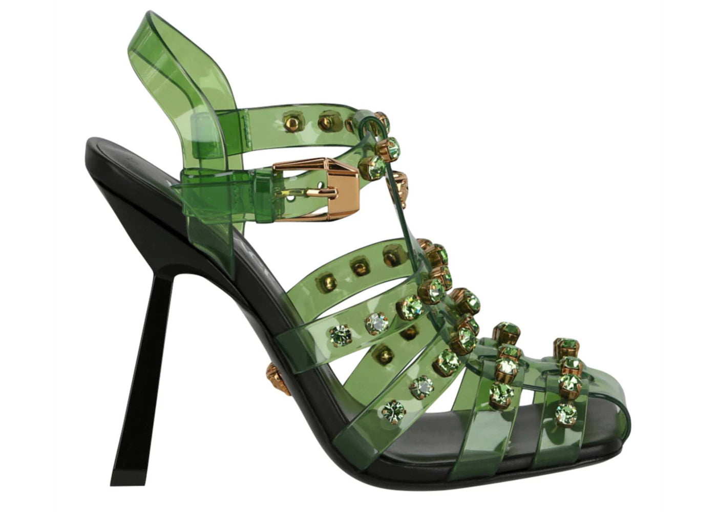 Versace Medusa Embellished Cage Heel Green Multi (Women's)