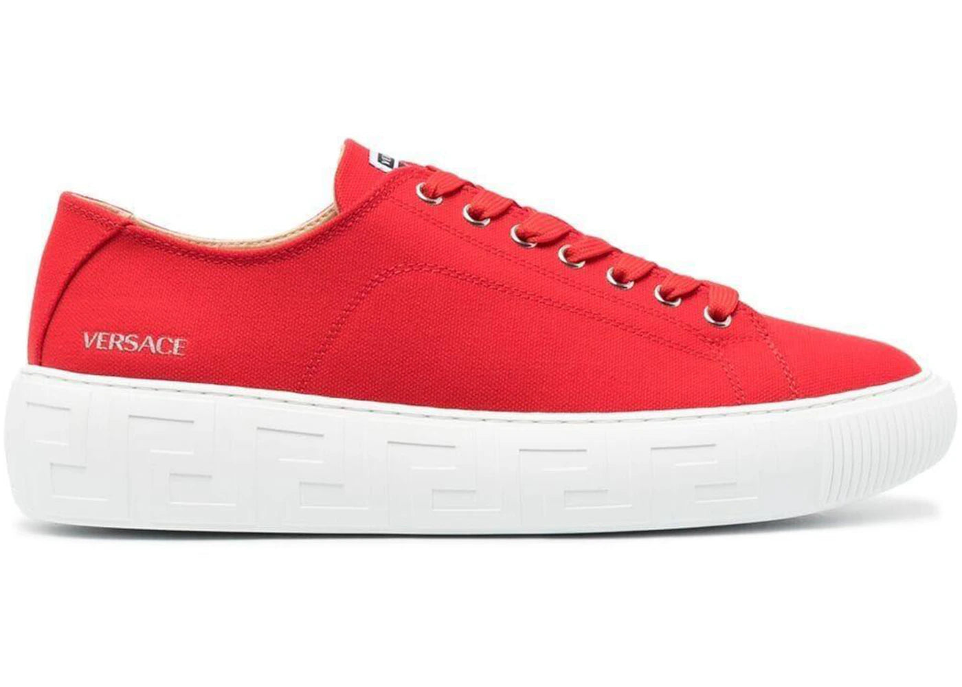 Versace Medusa Greca Low Canvas Canna Red White