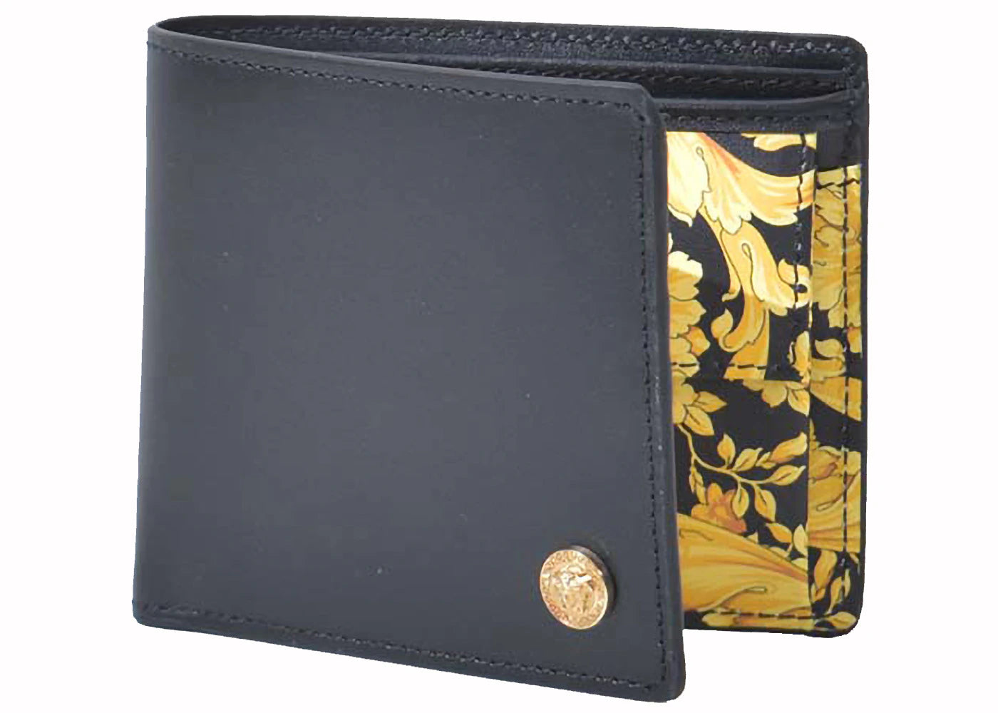 Versace Medusa Logo Barocco Print Bi-Fold Wallet Black/Glod