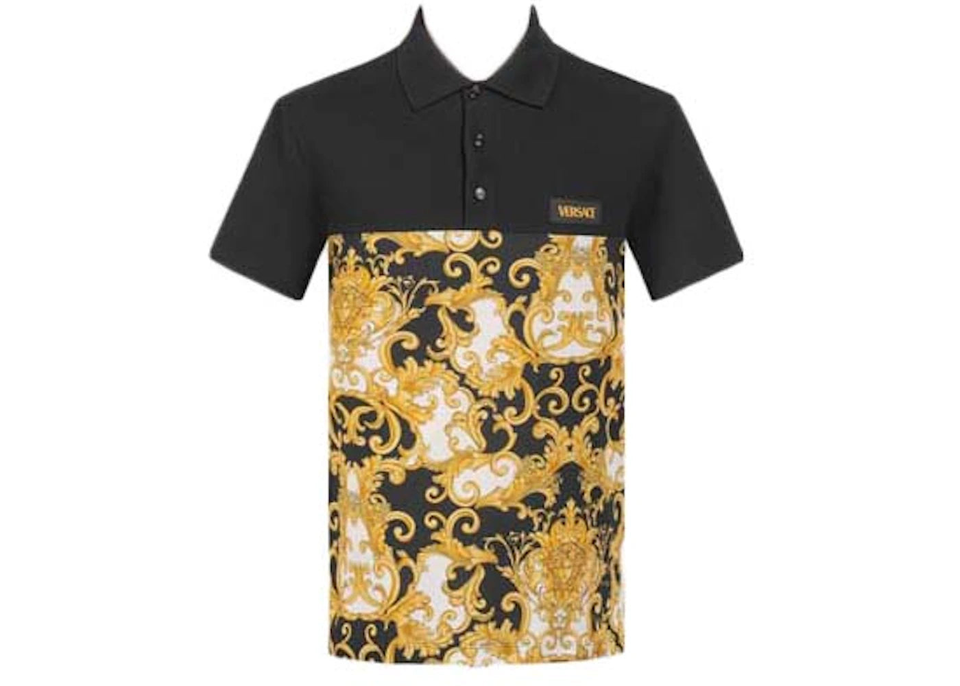 Versace Medusa Print Short Sleeves Polo Shirt Black/Yellow