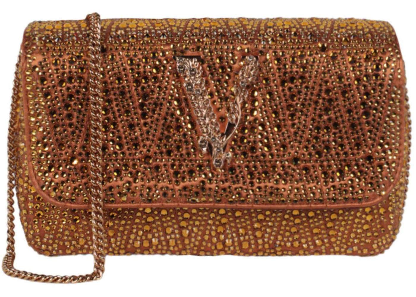 Versace Mini Crystal Virtus Crossbody Caramel