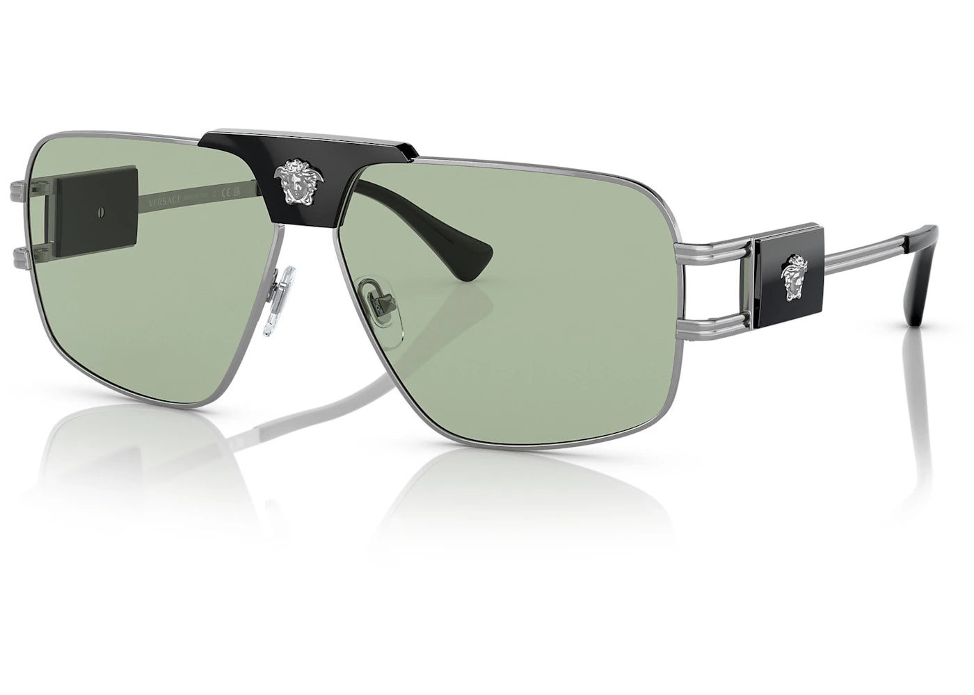 Versace Pillow Sunglasses Gunmetal/Green (2251 1001/2)