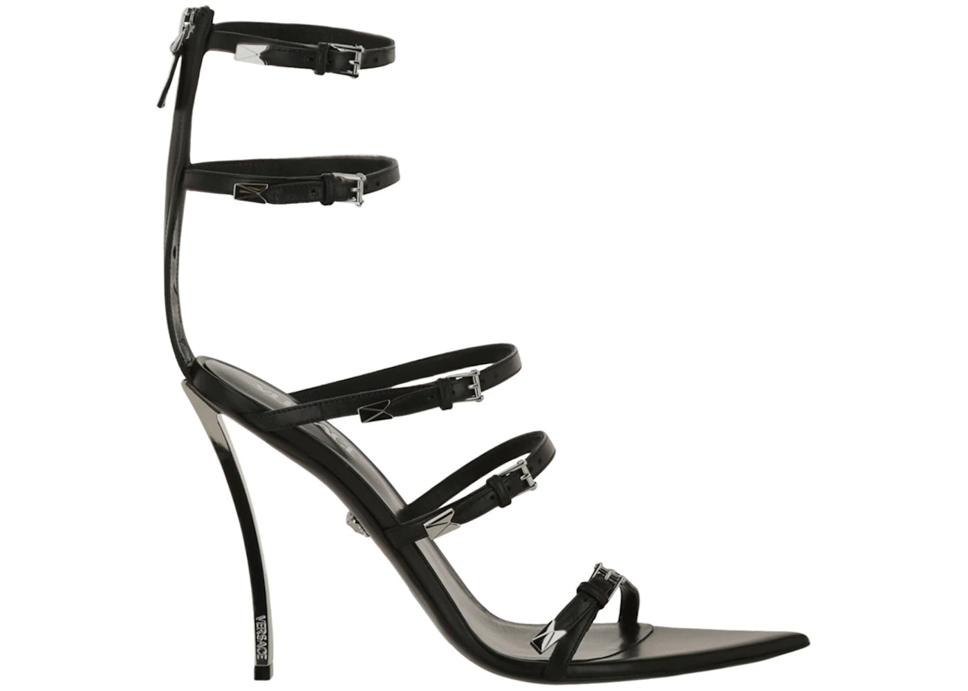 Versace Pin-Point Calf Leather Sandals Black (Women's)