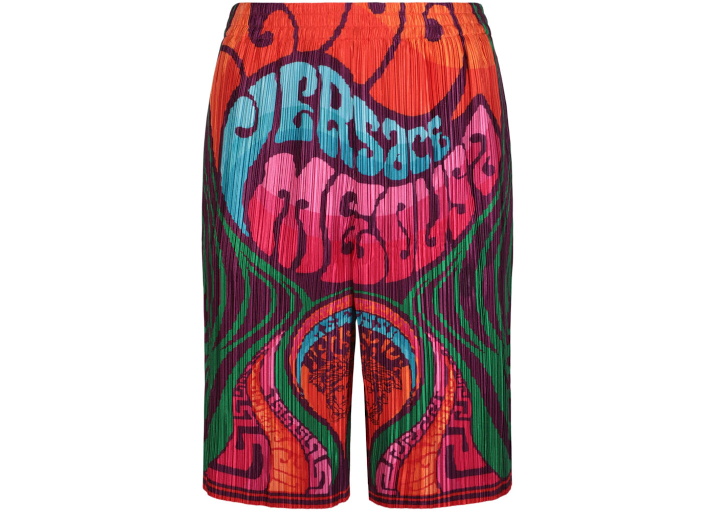 Versace Pleated Medusa Music Print Shorts Multi