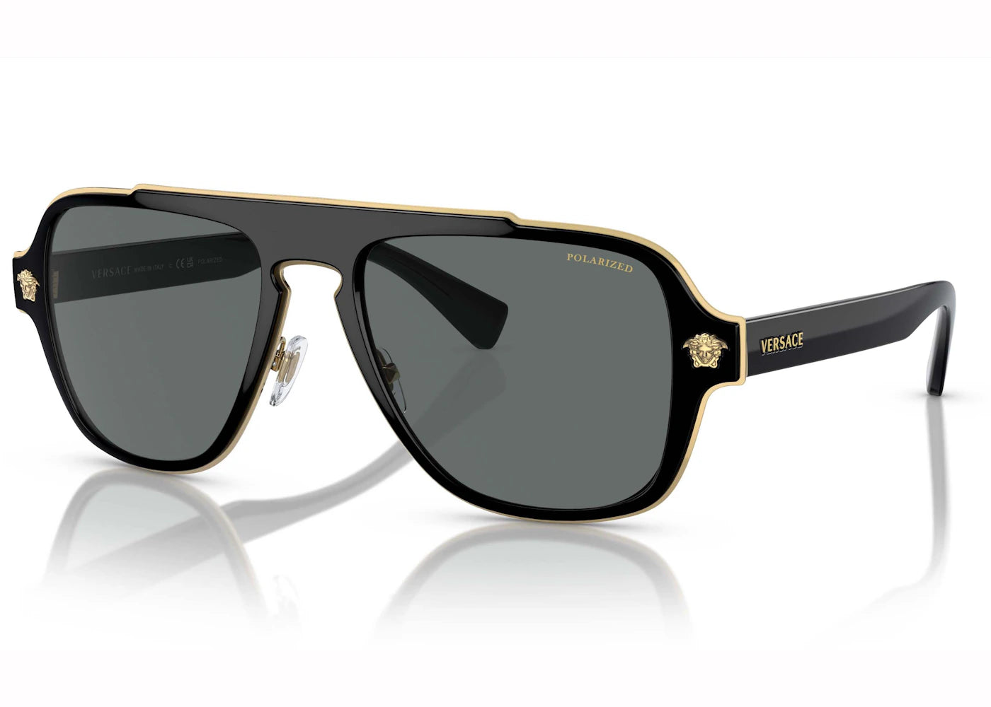 Versace Polarised Medusa Retro Charm Sunglasses Dark Grey/Black (VE2199 56)