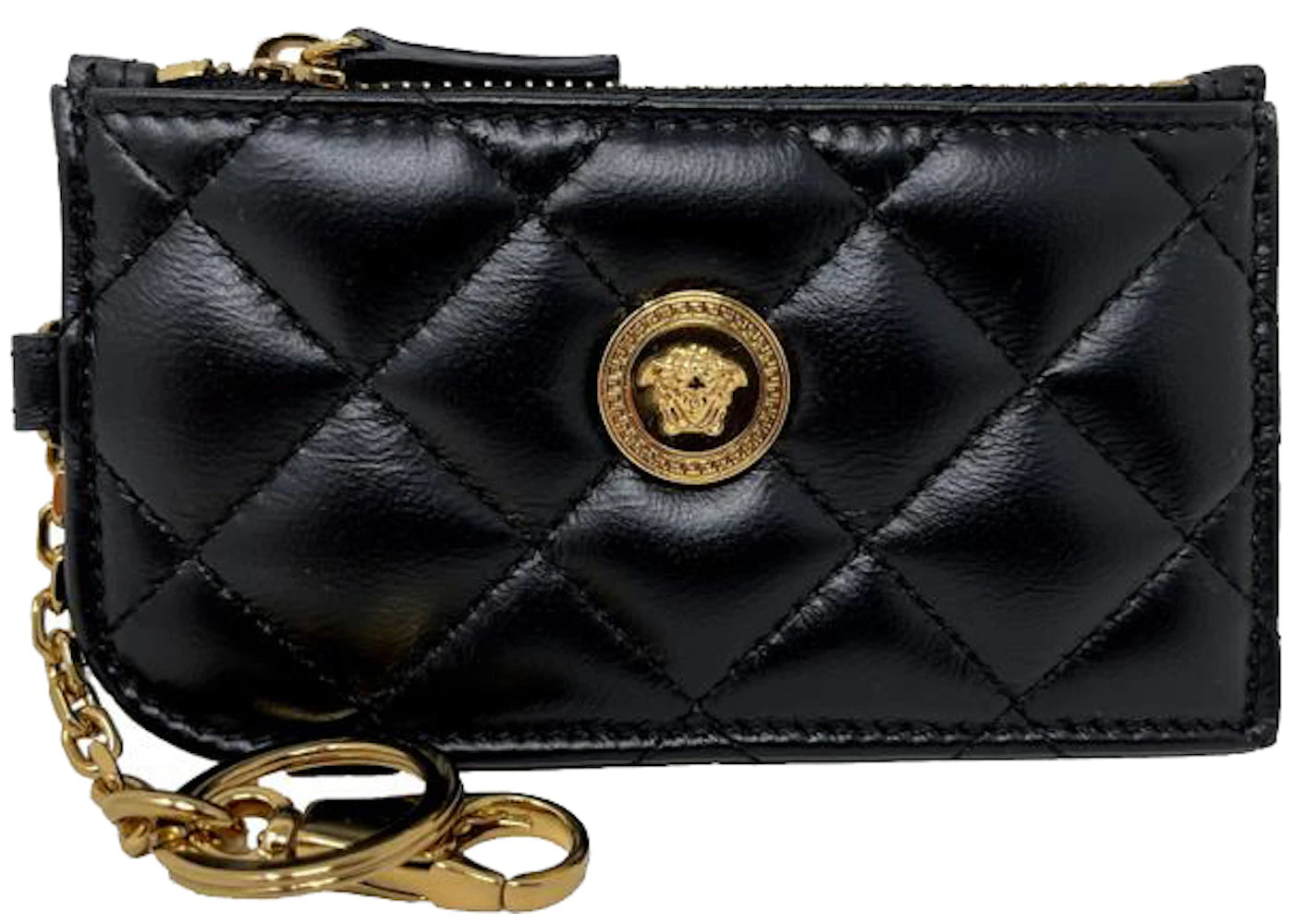 Versace Quilted Keychain Card Holder Black