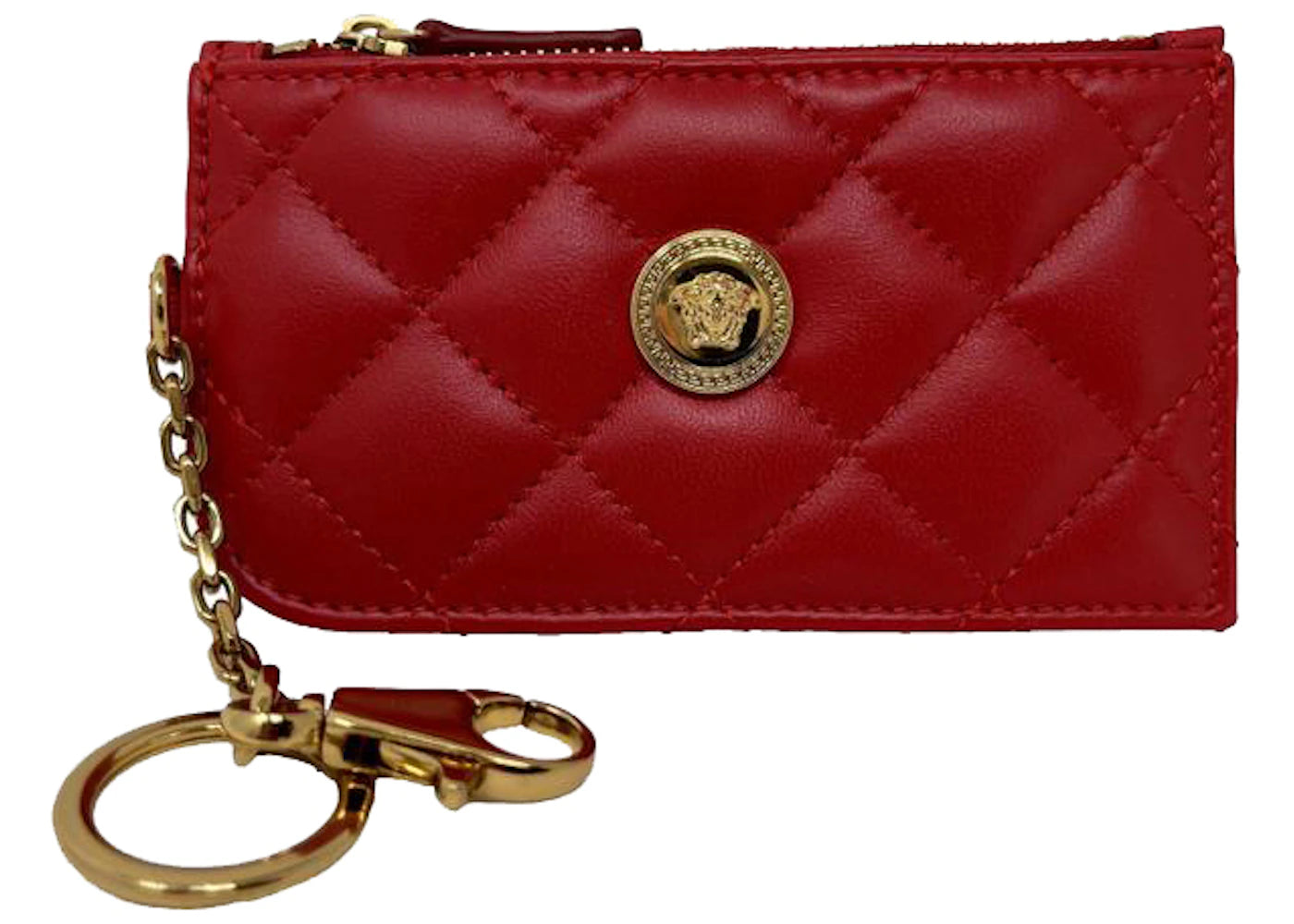 Versace Quilted Keychain Card Holder Red