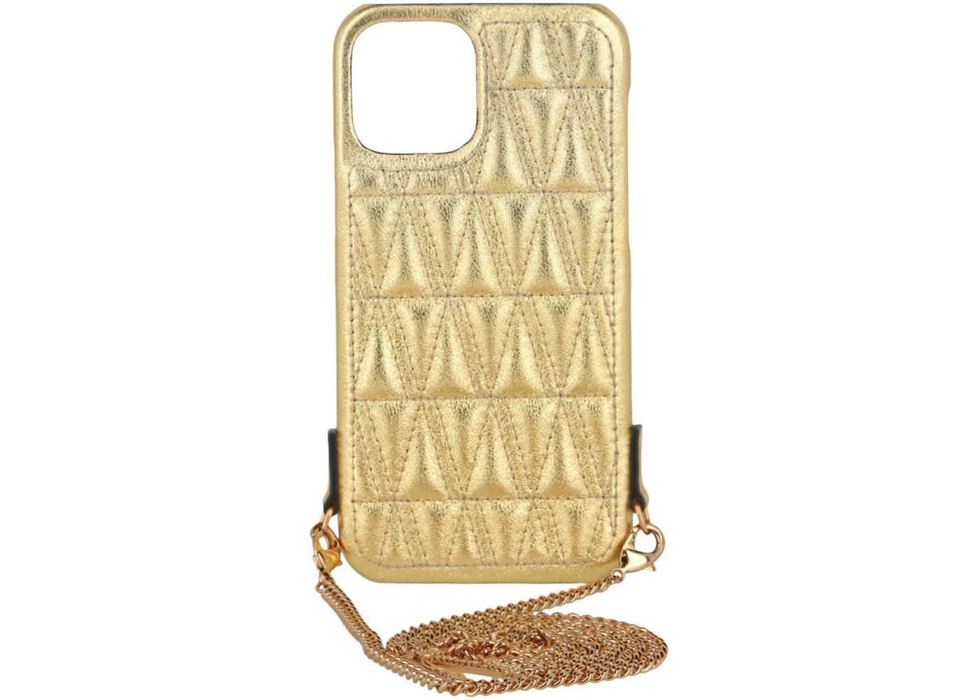 Versace Quilted Leather Chain iPhone 12 Case Gold