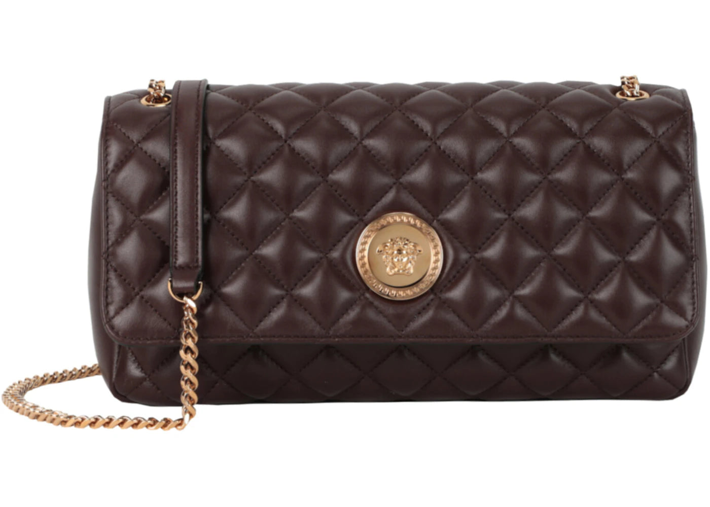 Versace Quilted Leather Shoulder Bag Chocolate