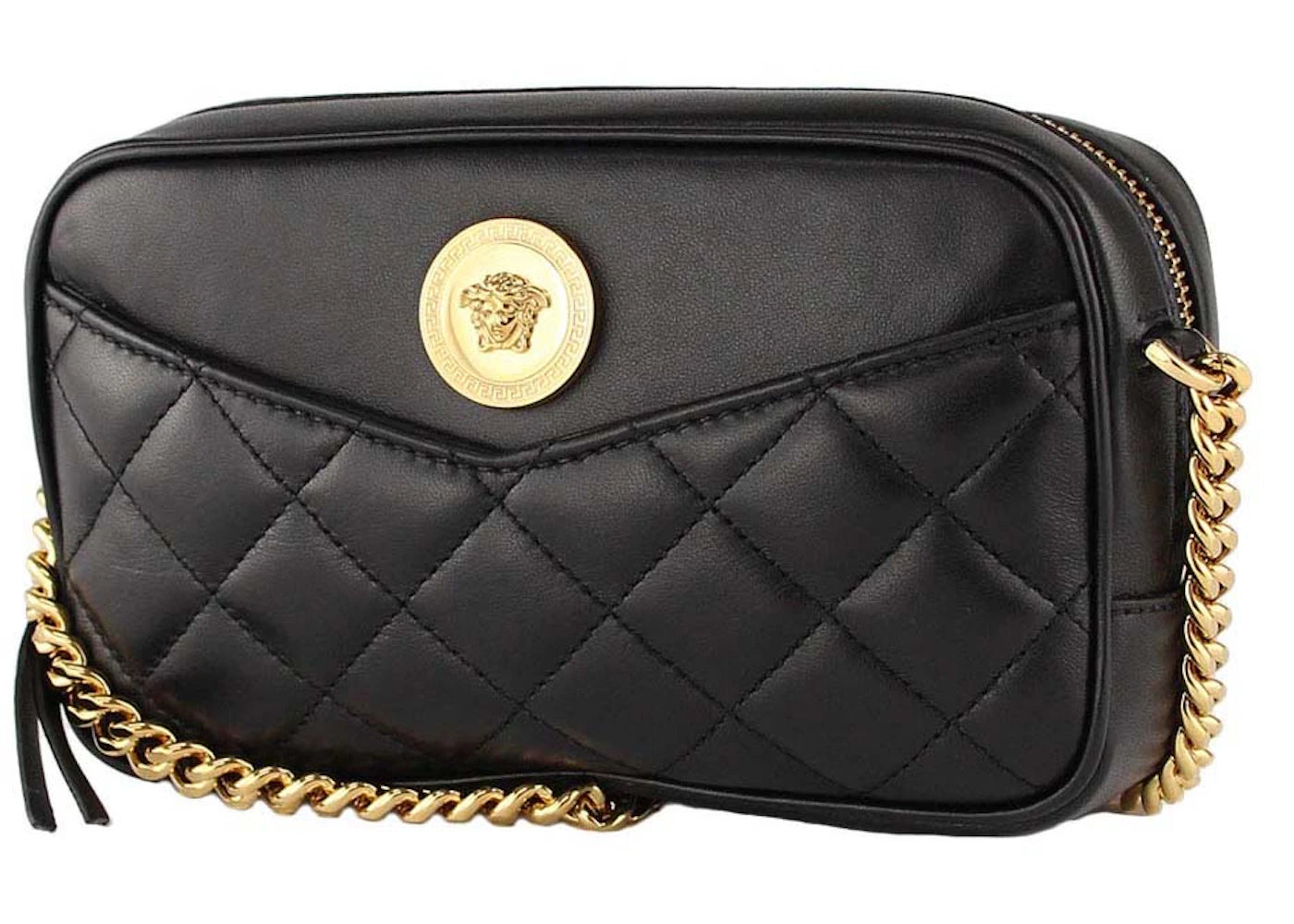 Versace Quilted Leather Small Camera Bag Black