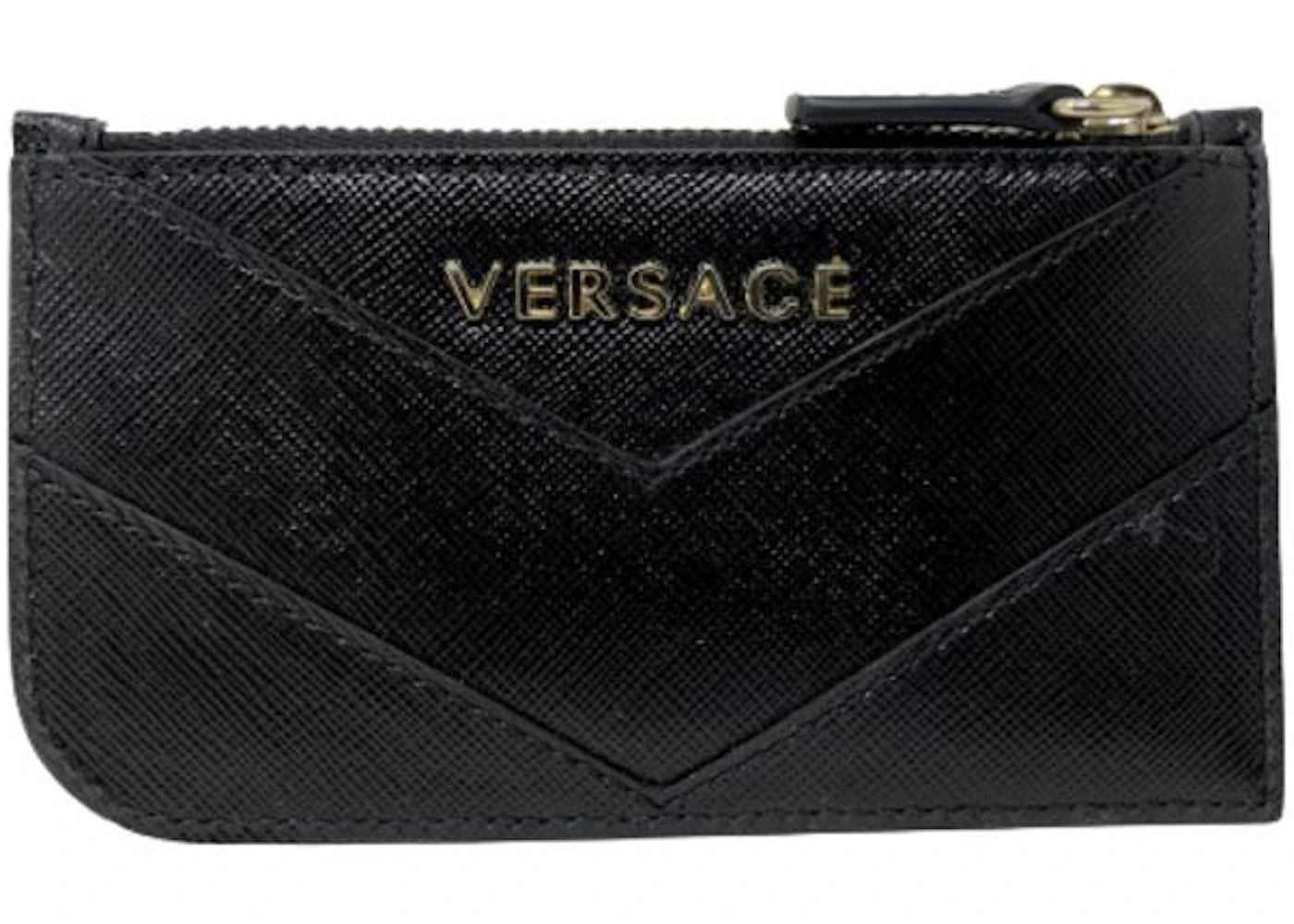 Versace Saffiano Zip Wallet Black