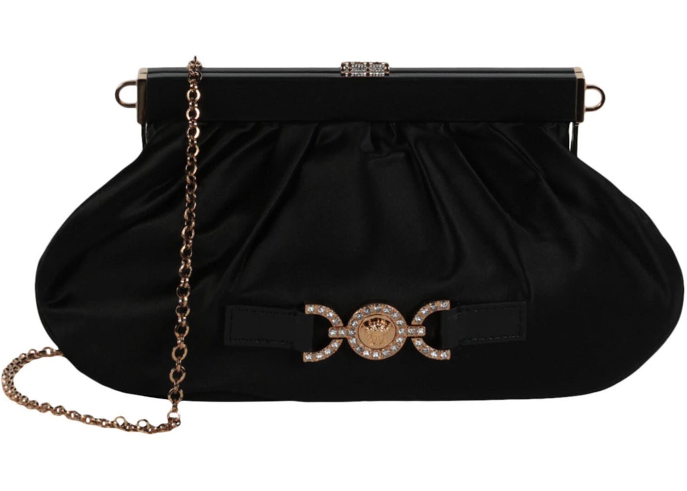 Versace Satin Crystal Medusa '95 Clutch Black