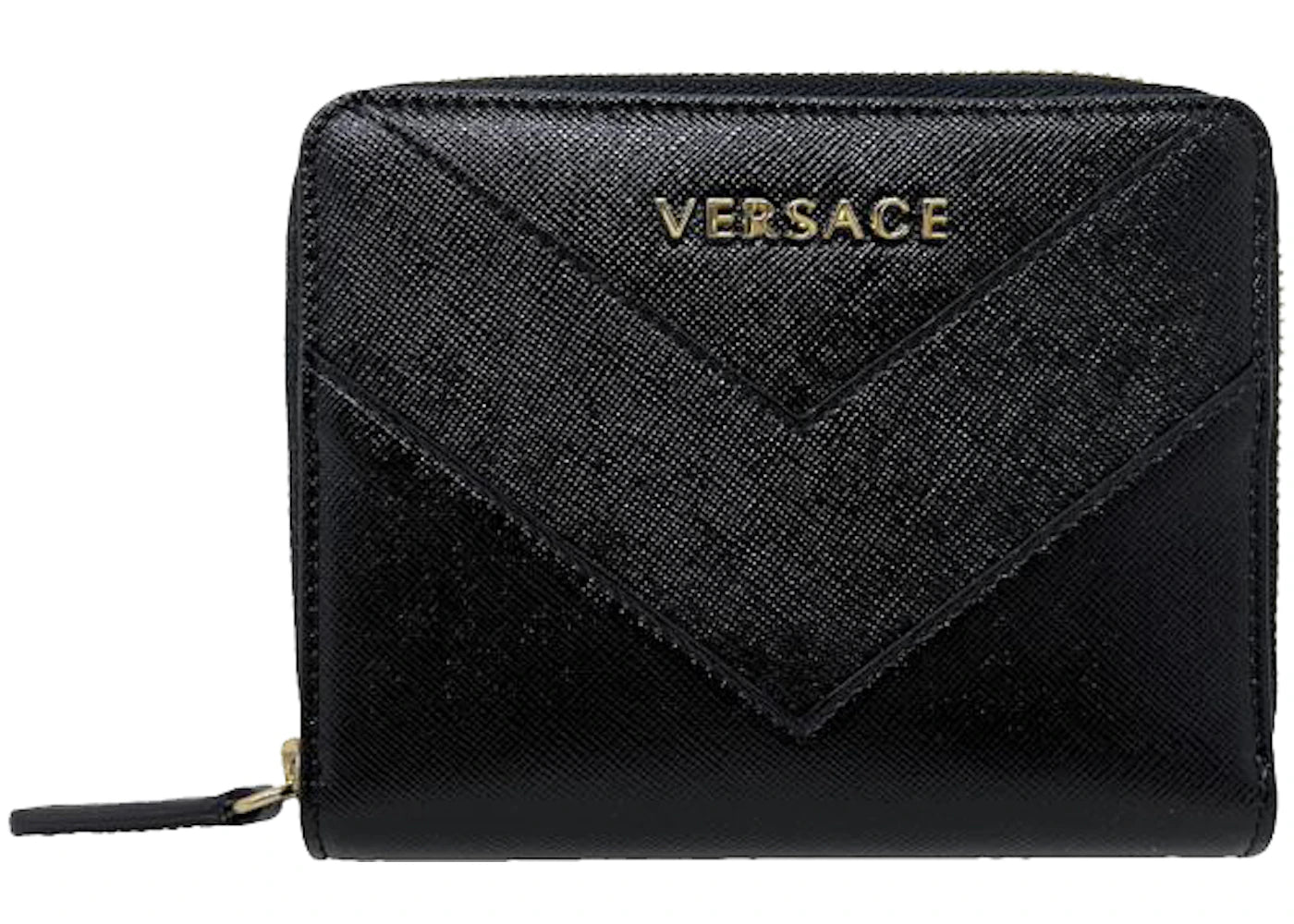 Versace Unisex Saffiano Zip Wallet Black