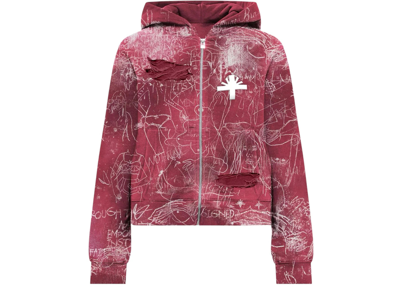 Vertabrae Graffiti Zip-Up Hoodie Red