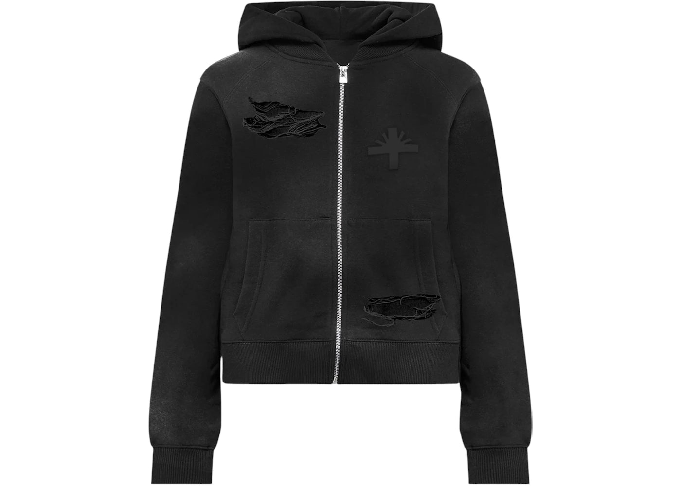 Vertabrae Matte Zip-Up Hoodie Black