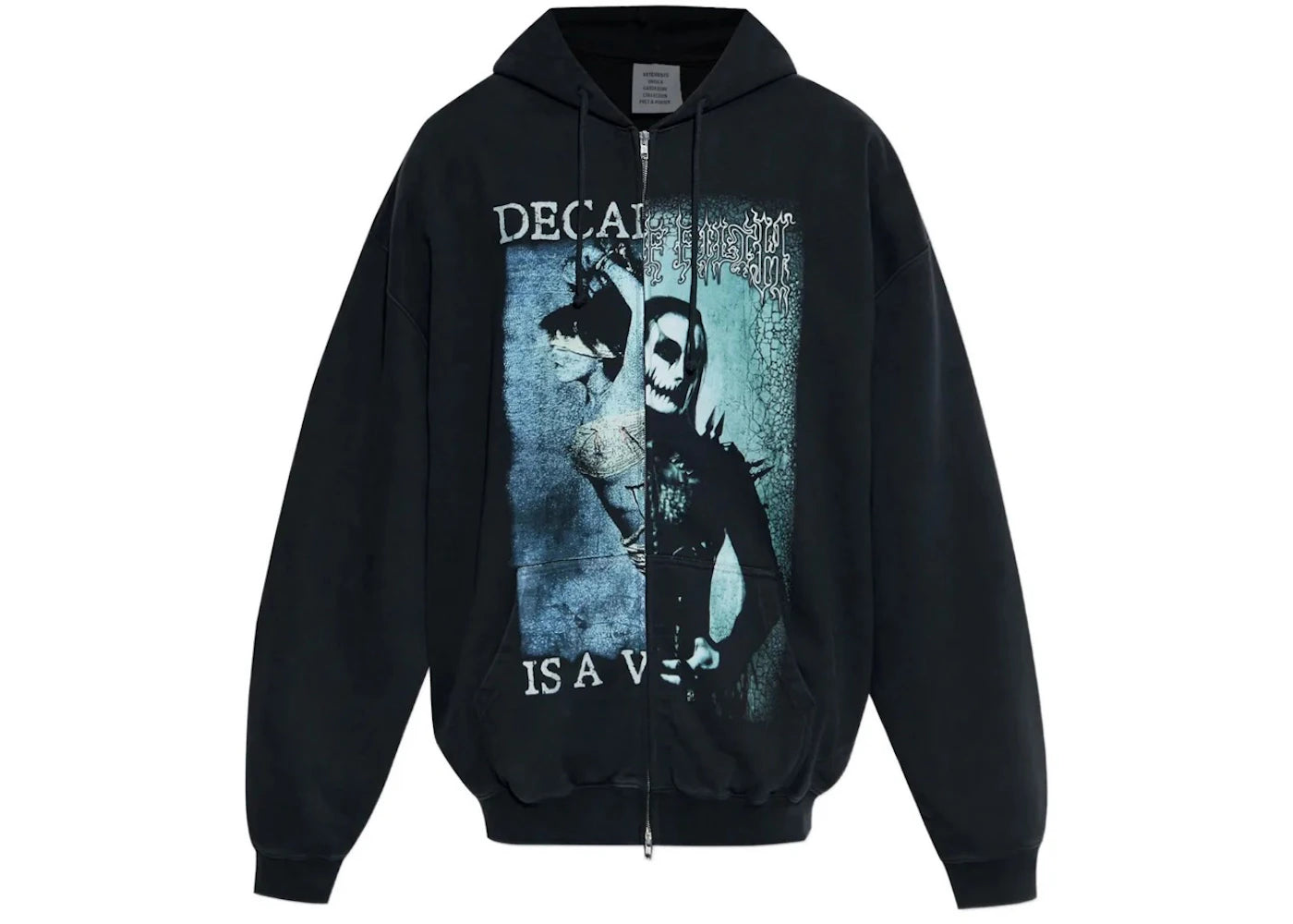Vetements Cof Cut-Up Oversized Zip-Up Hoodie Black