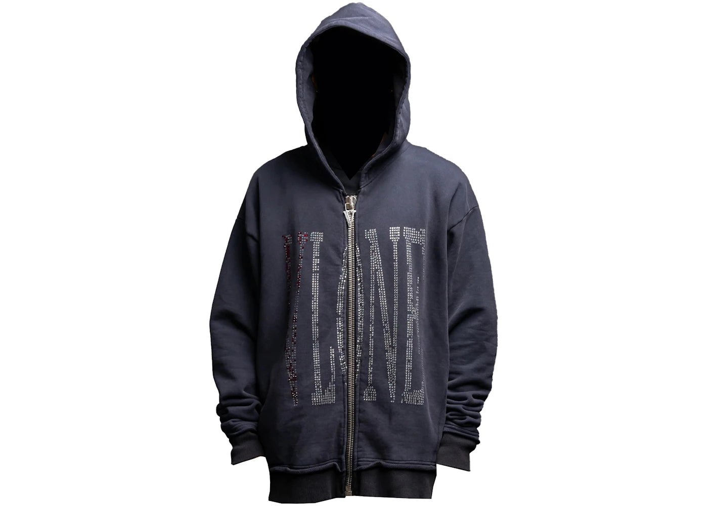 Vlone 401 V Zip Rhinestone Hoodie Black