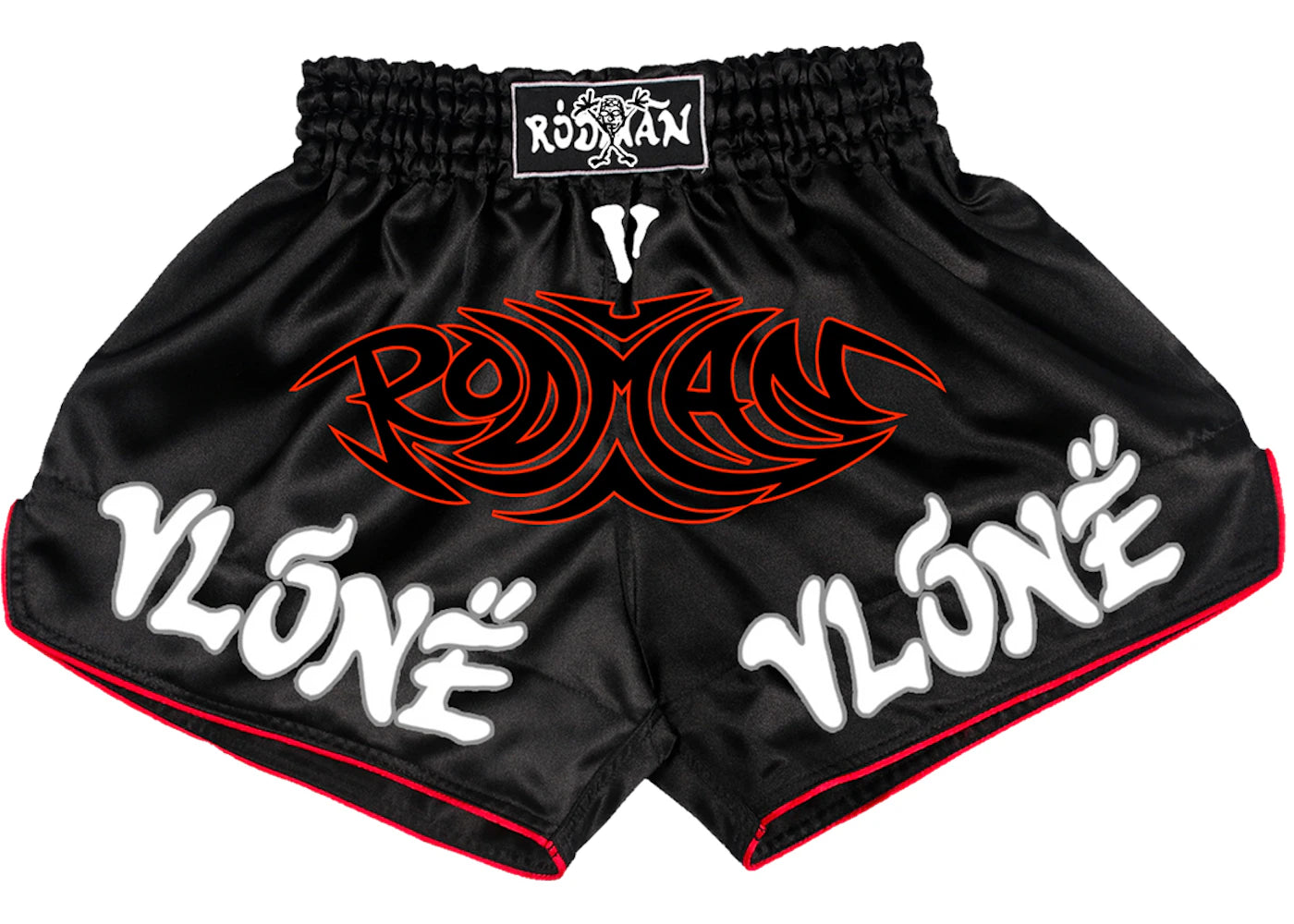 Vlone Rodman Logo Muy Thai Shorts Black