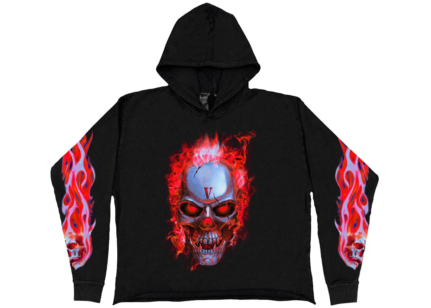 Vlone Skully Red Flame Hoodie Black