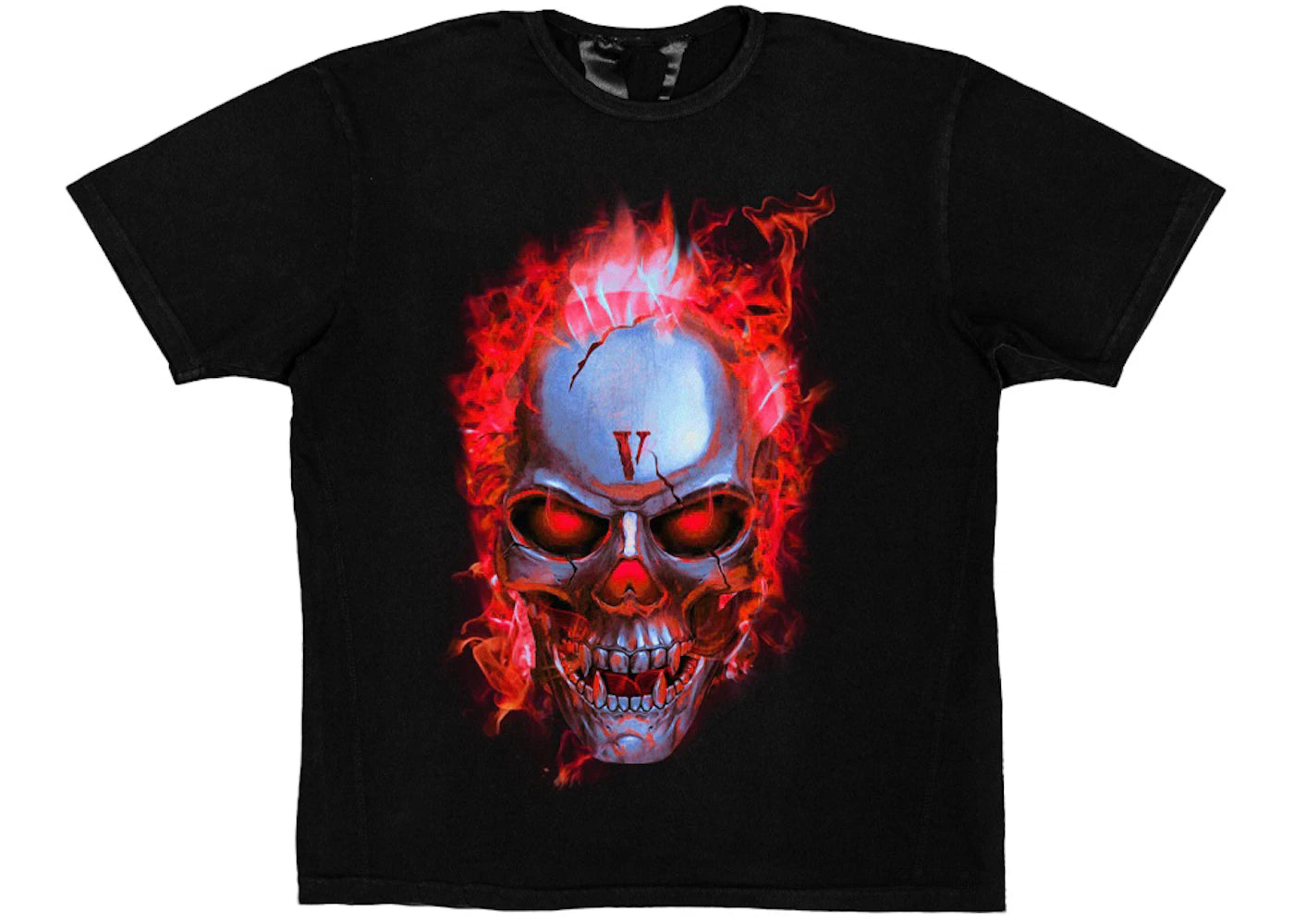 Vlone Skully Red Flame T-shirt Black