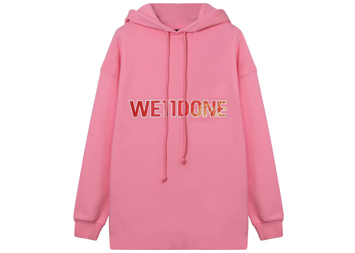 WE11DONE Logo Drawstring Hoodie Pink