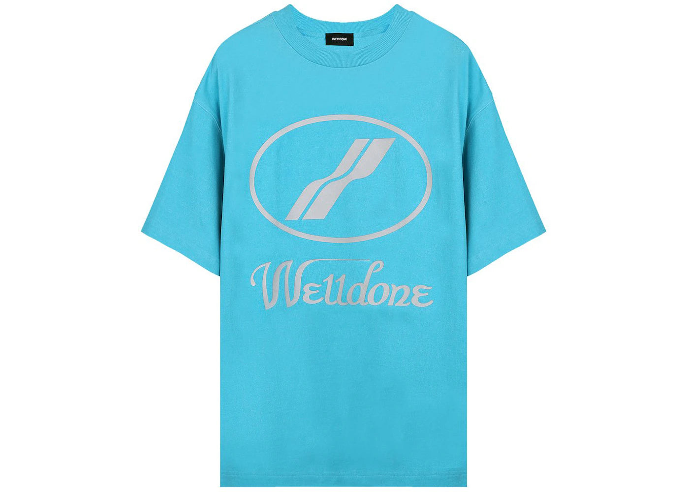 WE11DONE Logo Print Oversized T-shirt Blue
