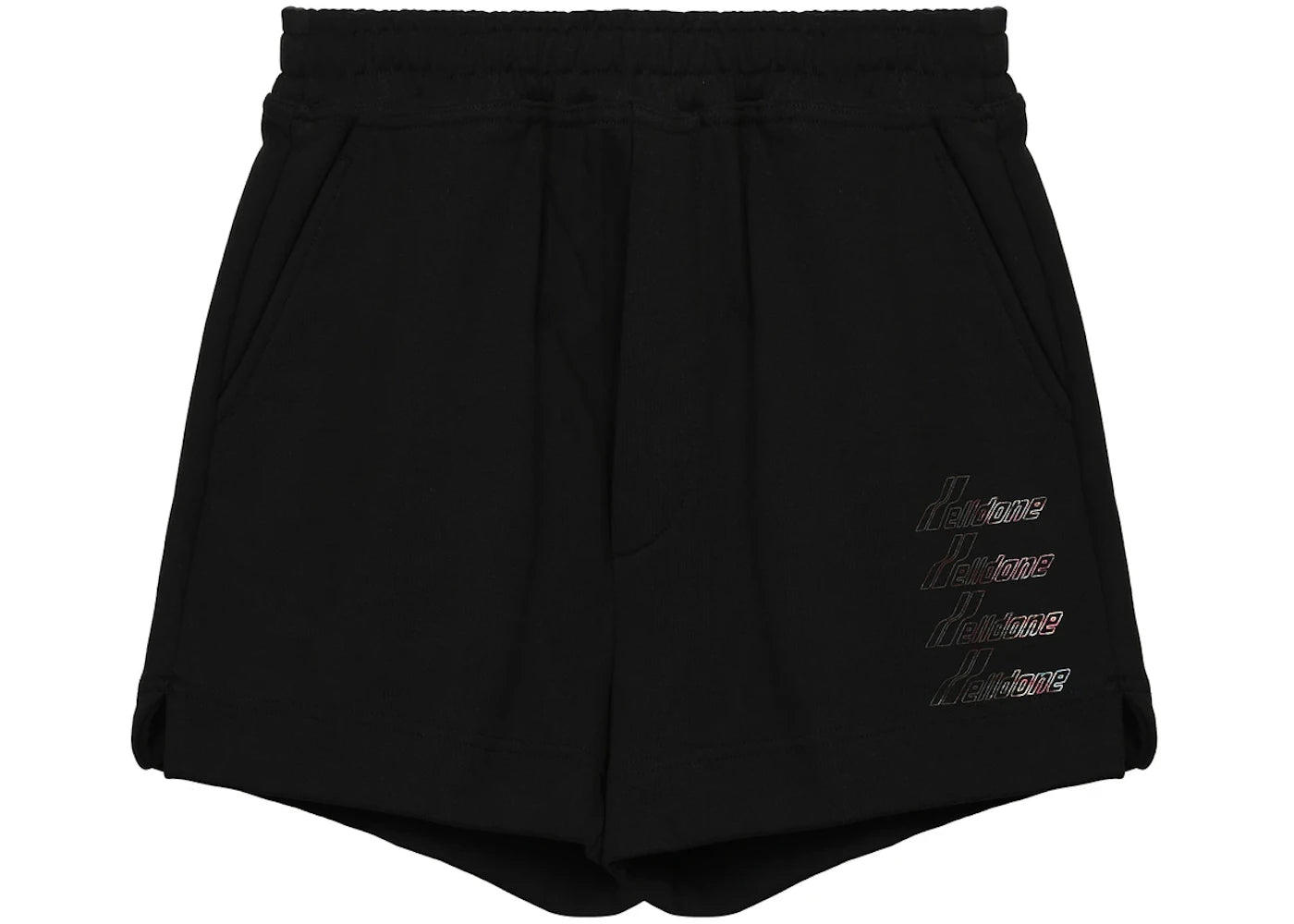 WE11DONE Metallic Logo Print Shorts Black