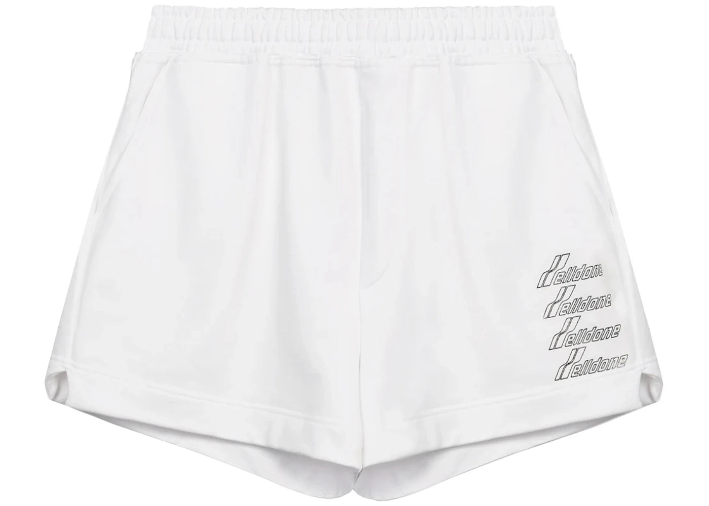 WE11DONE Metallic Logo Print Shorts White