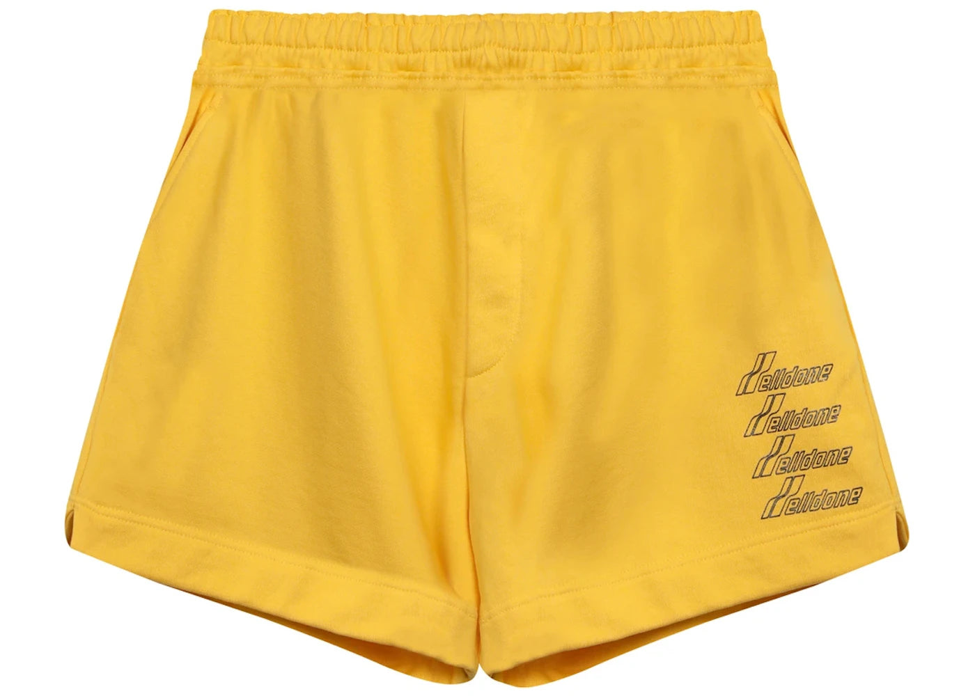 WE11DONE Metallic Logo Print Shorts Yellow