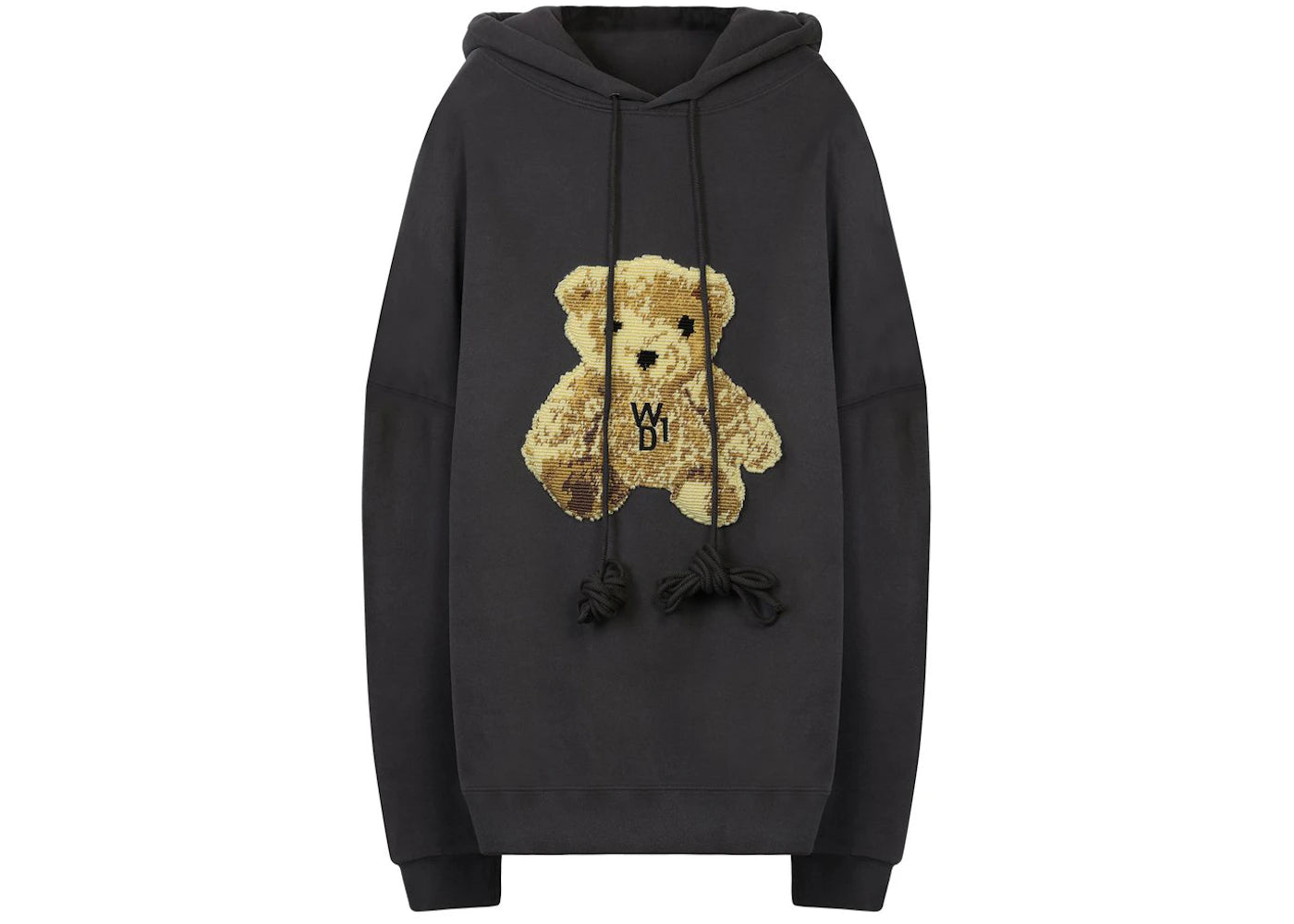 WE11DONE Teddy Bear Patch Hoodie Black