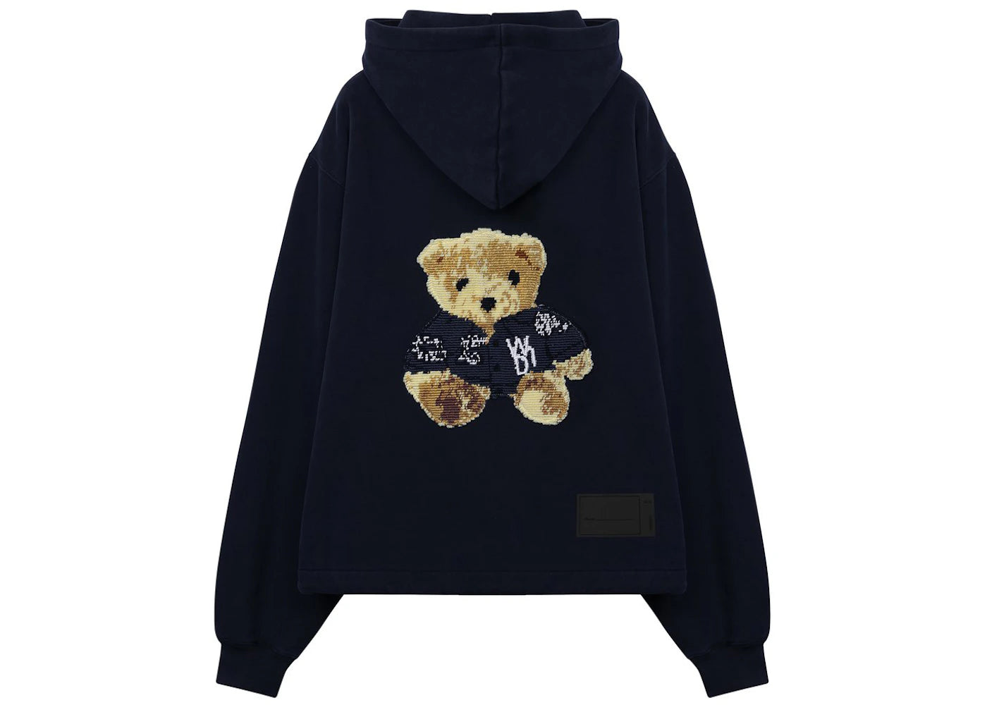 WE11DONE Teddy Print Zip Up Hoodie Navy