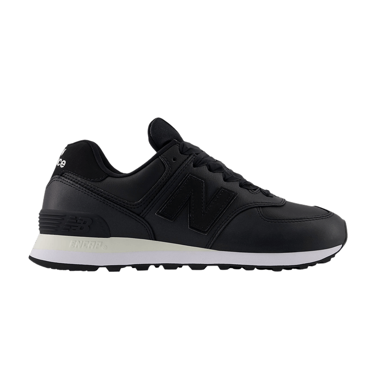 New Balance 574 Black Leather White (Women's)