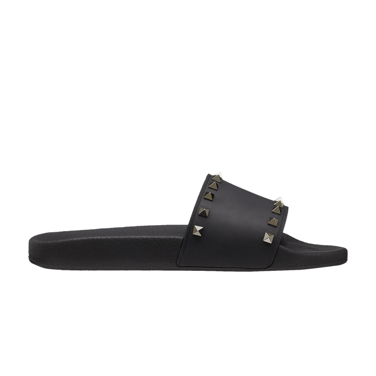 Valentino Rockstud Slides Black Rubber