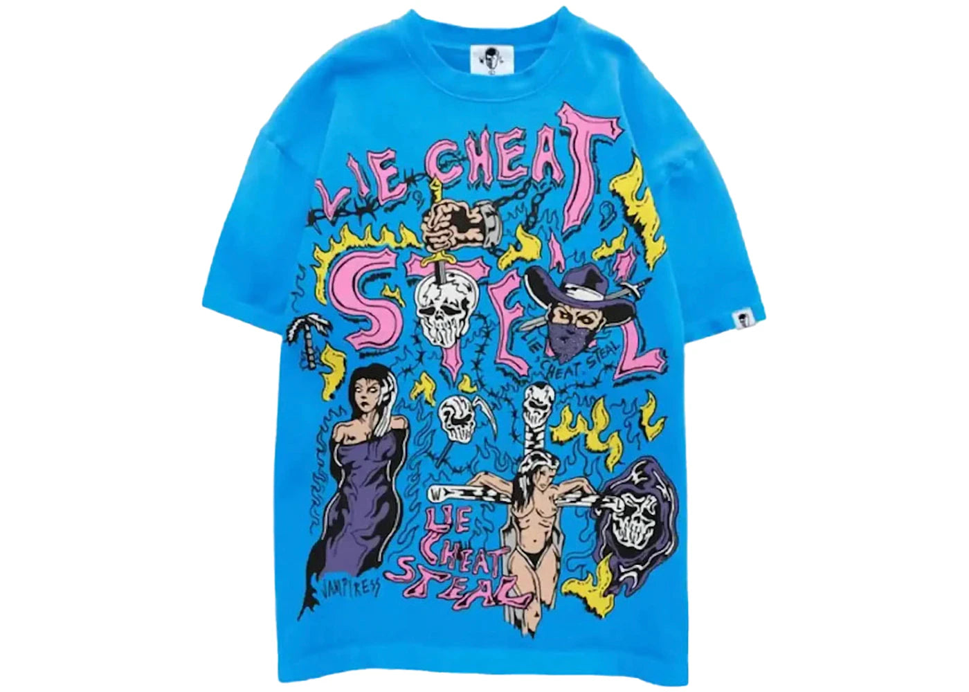 Warren Lotas Lie Cheat Steal Tee Electric Blue