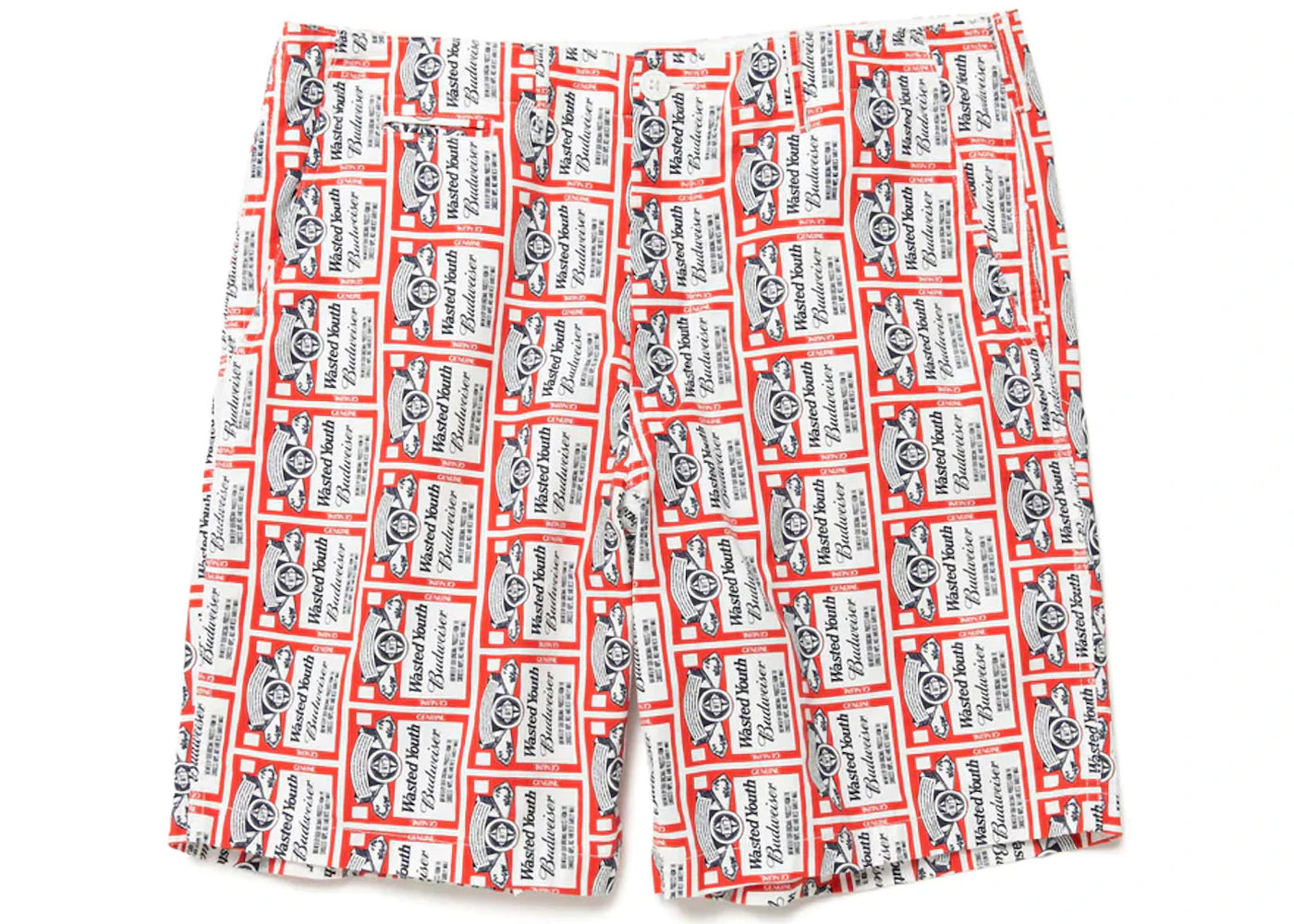 Wasted Youth x Budweiser Pattern Print Shorts White Red