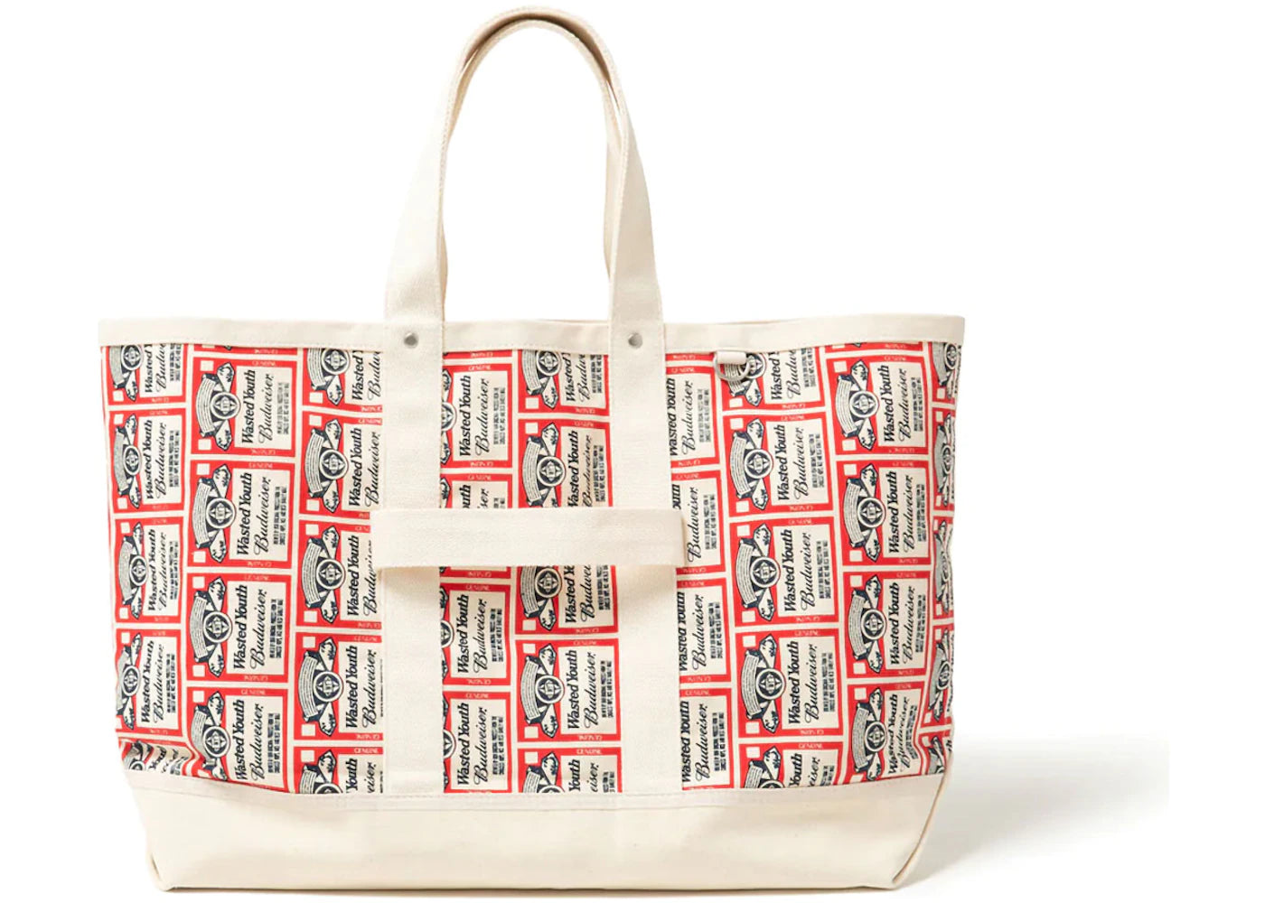 Wasted Youth x Budweiser Pattern Print Tote Bag White Red