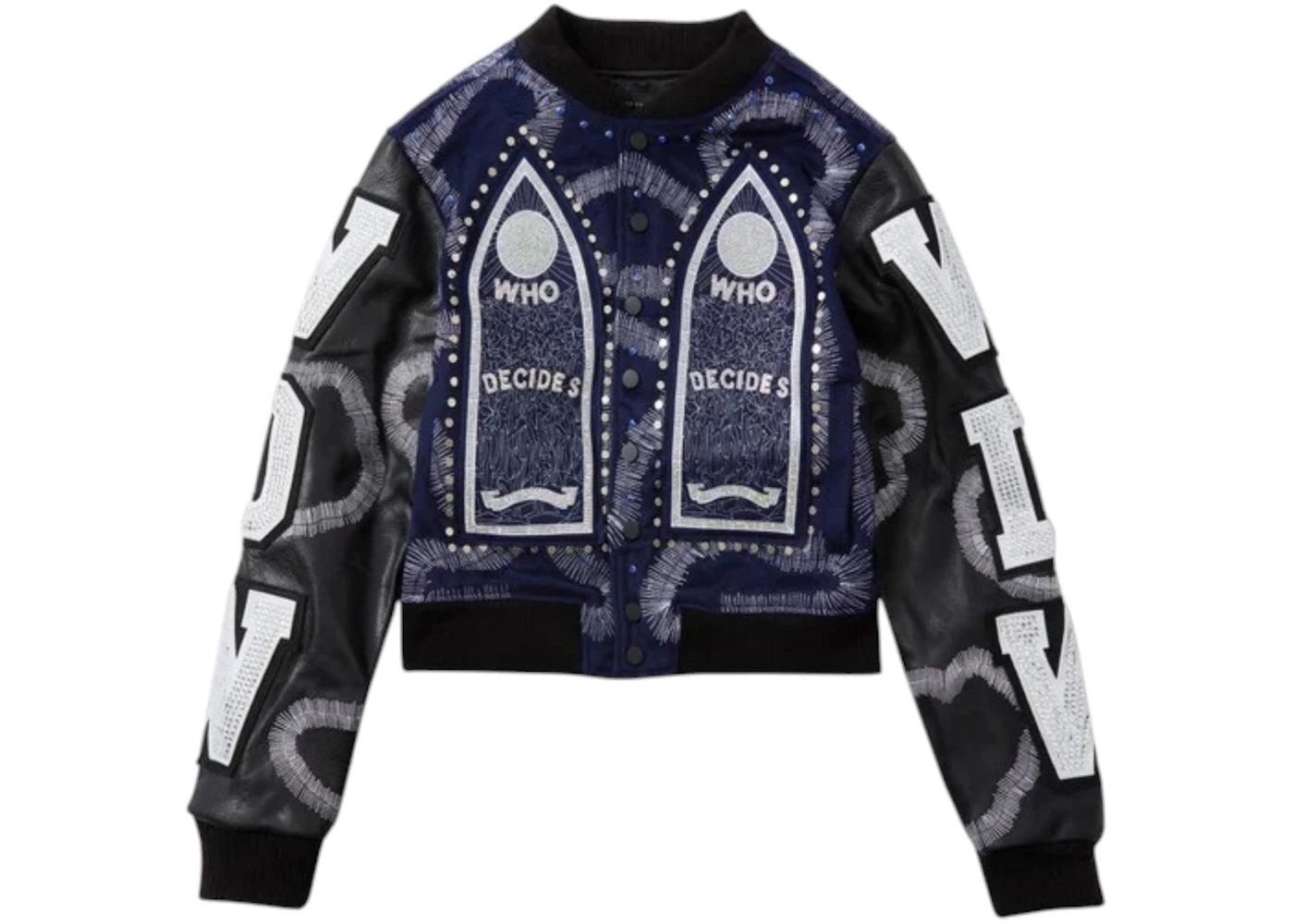 Who Decides War Hardware Cathedral Varsity Jacket Black