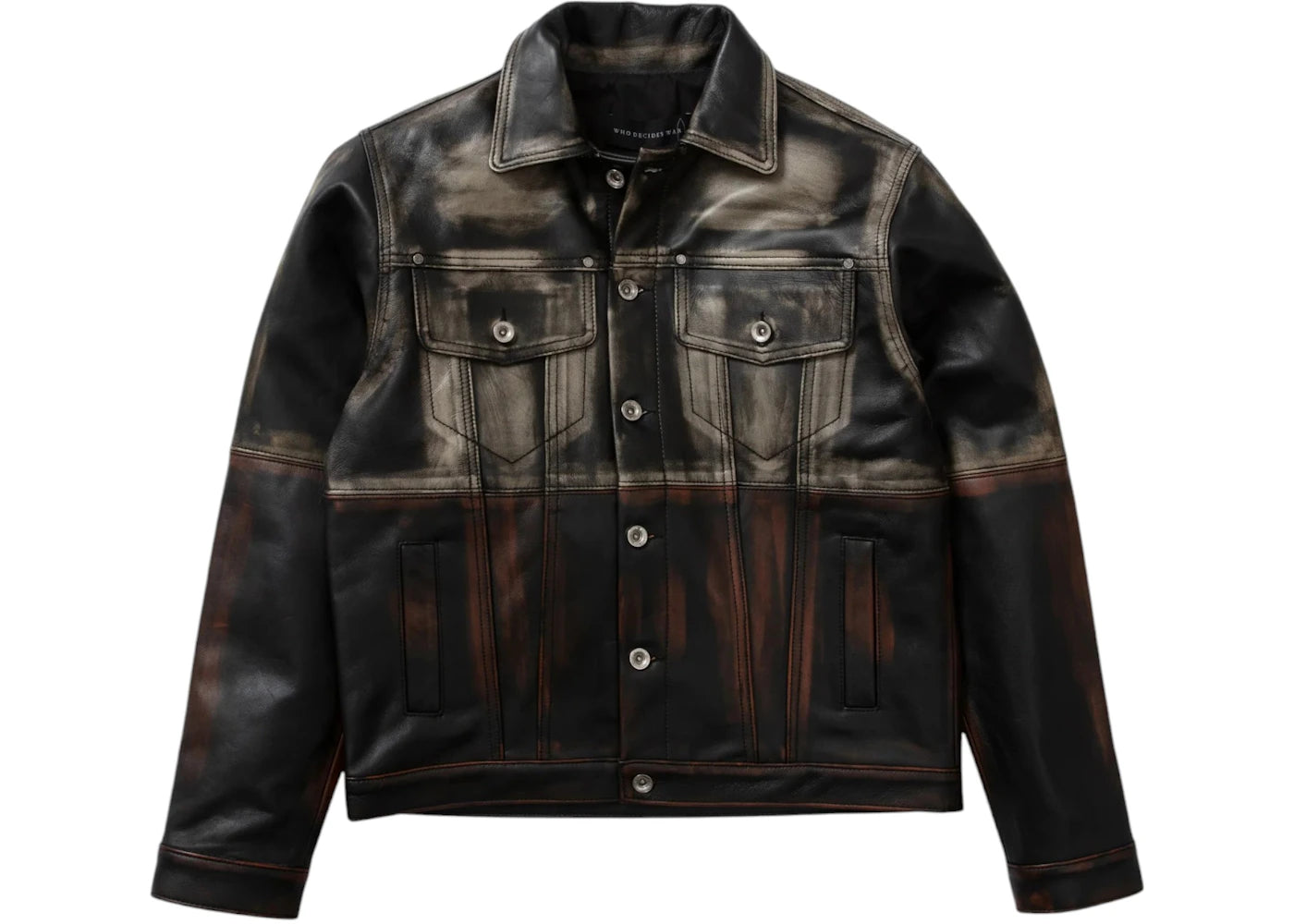Who Decides War Ombre Leather Trucker Jacket Multicolor